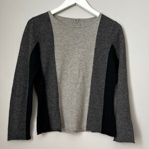 Gray and Black Colorblock 100% Cashmere Sweater size M